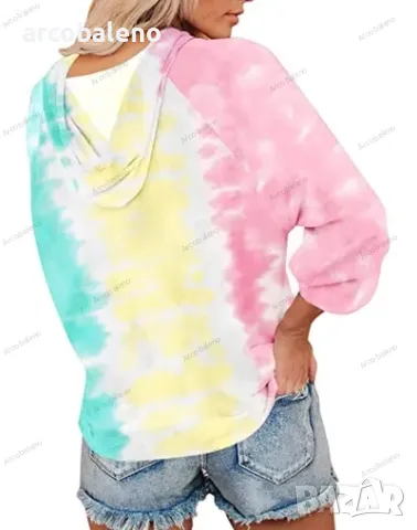 Нов дамски суичър с качулка Tie Dye, 3цвята , снимка 4 - Суичъри - 48456824