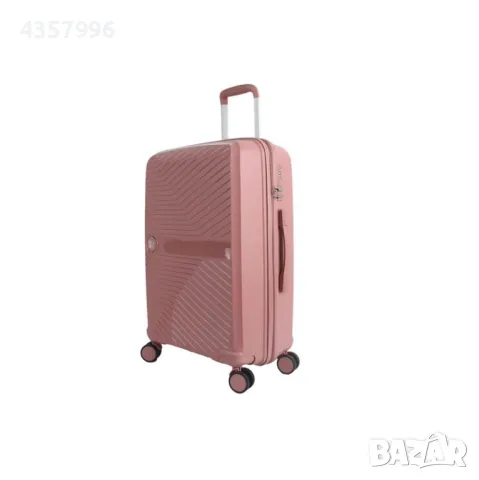 Куфар с колелца, 58л., Розов, снимка 2 - Куфари - 48944041