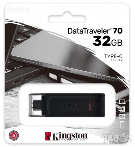 Нова USB 32GB Flash памет Kingston DT70, USB 3.0, USB TYPE C - запечатана, снимка 1 - USB Flash памети - 30752545