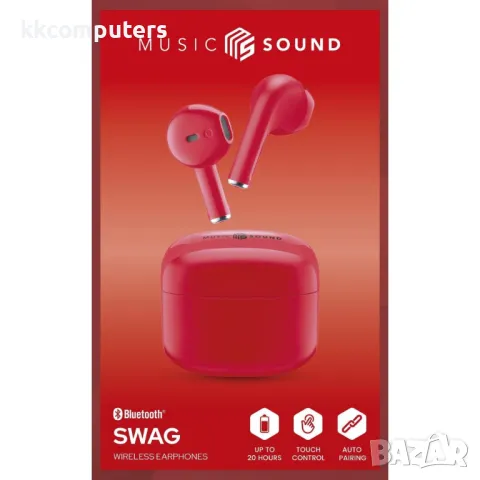 Cellular line Music Sound Swag TWS, Червени Bluetooth Слушалки, снимка 2 - Bluetooth слушалки - 50362056