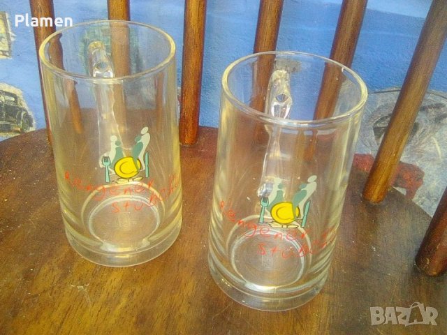 Две немски стъклени халби за бира по 350 милилитра, снимка 1
