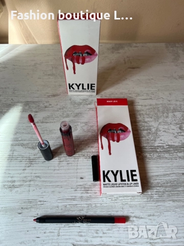 Нов комплект матово червило + молив в червен цвят на марката KYLIE с аромат на шоколад ❤️, снимка 3 - Декоративна козметика - 52119896