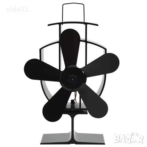 vidaXL Вентилатор за печка за топъл въздух, 5 перки, черен, снимка 1 - Вентилатори - 56147722