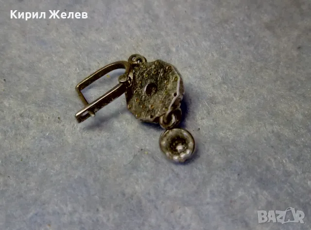 СКЪПОЦЕННА АНГЛИЙСКА СРЕБЪРНА ОБЕЦА СРЕБРО 925 с БЯЛА ПОЗЛАТА и ИСКРЯЩИ КРИСТАЛИ и ЦИРКОНИ 15025, снимка 10 - Обеци - 49510739