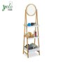 160см Висока бамбукова етажерка за баня с огледало, снимка 5