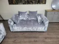 Сиви плюшени дивани от плат тройка и двойка, снимка 11
