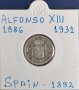 Монета Испания - 50 Сент. 1892 г. Крал Алфонсо XIII - Сребро, снимка 1 - Нумизматика и бонистика - 31665156