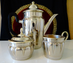 Посребрена кана,чайник,релеф. , снимка 8