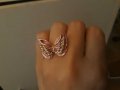 Дамски пръстен пеперуда розов нов размер 5, снимка 1 - Пръстени - 31128970