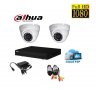 Full HD комплект DAHUA - DVR DAHUA + 2 куполни камери DAHUA 1080р + кабели + захранване, снимка 1 - Комплекти за видеонаблюдение - 34473266