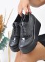 Обувки на платформа - черна кожа - 450-L, снимка 1 - Дамски ежедневни обувки - 42859494