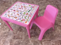 ✨Комплект детска маса с Българската азбука и столче - 4 цвята ( розов, син, зелен, жълт) 
