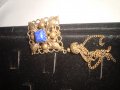 ПРЕКРАСЕН СТАРИНЕН ФИЛИГРАНЕН ПОЗЛАТЕН БРОНЗОВ Ар НУВО ПЕНДАНТ със СКЪПОЦЕНЕН КАМЪК ЛАЗУРИТ 4951, снимка 8