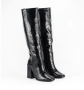 Елегантни черни кроко кожени ботуши, снимка 1