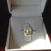 Елегантен годежен пръстен с жълт диамант, снимка 2 - Пръстени - 35562488