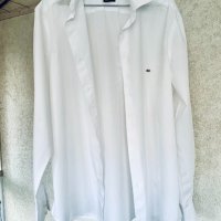 Бяла риза LACOSTE оригинал, премиум-памук, снимка 1 - Ризи - 36702430