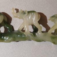 Стадо слончета, имитация нефрит, снимка 2 - Антикварни и старинни предмети - 36892183