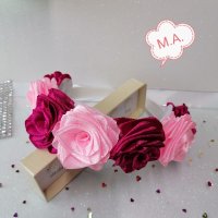 Диадема 7 малиново-розови рози, снимка 2 - Аксесоари за коса - 44270125