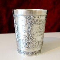 Чаша от калай с релефна картина. , снимка 3 - Антикварни и старинни предмети - 34562766