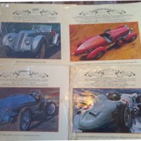 Литография ретро автомобил BMV, Bugatti,  Mercedes Benz , снимка 1 - Колекции - 38767394