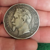 5 франка Наполеон III  Сребро , снимка 2 - Нумизматика и бонистика - 40844891