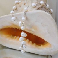 Сребърно колие *Ахинора* от eстествени бели перли, снимка 5 - Колиета, медальони, синджири - 37704810