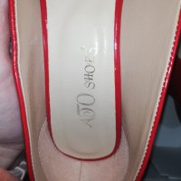 Червени лачени обувки , снимка 2 - Дамски обувки на ток - 31616808