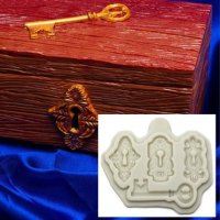3 Масивни ключалки и ключ силиконов молд форма декорация украса фондан торта мъфини и др