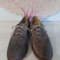 Оксфорд дамски обувки – велурени, сиви, с връзки, № 40, снимка 1 - Дамски ежедневни обувки - 34377940