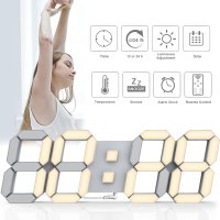 COVERY Цифров стенен часовник - 3D LED с аларма, дистанционно, снимка 3 - Стенни часовници - 42088589