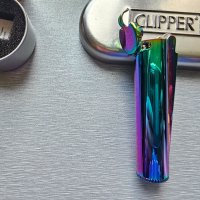 Бензинова запалка Clipper, Метална, Цвят хамелеон и златист, снимка 6 - Други - 44311003