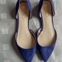 Зара/Zara елегантни балеринки в цвят турско синьо , снимка 13 - Дамски елегантни обувки - 35639499