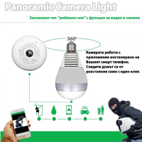 Панорамна камера тип крушка OEM Panoramic Camera Light, Бяла, снимка 6 - IP камери - 44684636