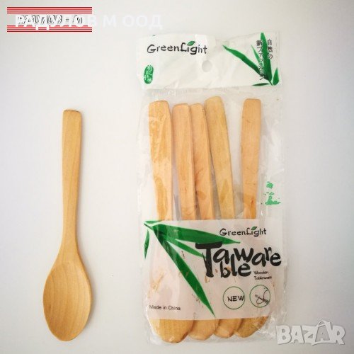 Комплект 6 броя дървени лъжички Green Light 15 см / 2354, снимка 1