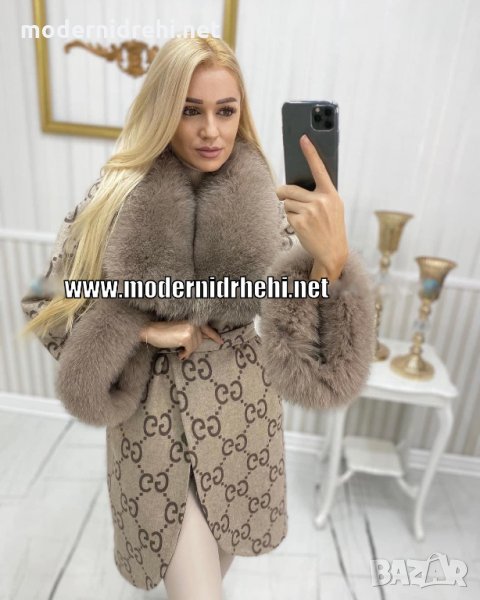 Дамско луксозно палто кашмир вълна лисица Gucci код 84, снимка 1
