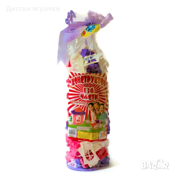 Конструктор за деца влак 136 части, средно големи елементи , снимка 1