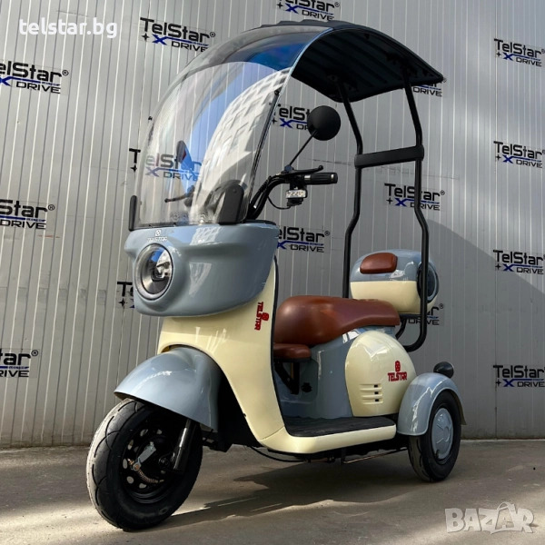 Електрическа триколка ТИП VESPA STYLE ROOF с покрив задно предаване с диференциал 60V 1500W + предно, снимка 1