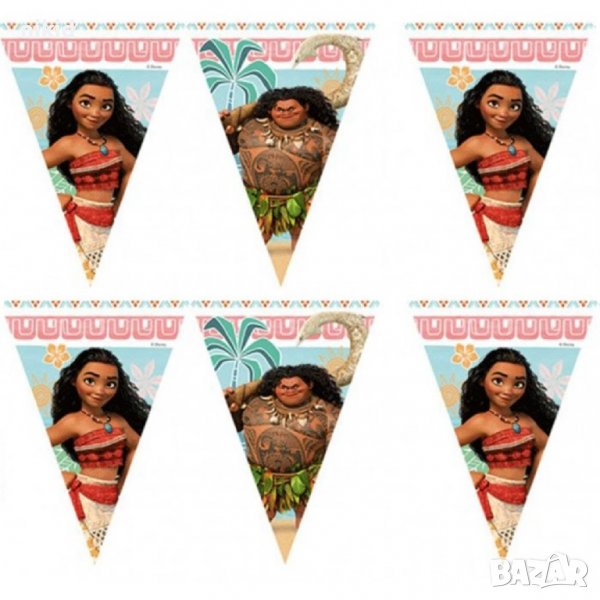 Моана Ваяна Moana найлонов Гирлянд Знаменца Знамена Флаг Банер, снимка 1