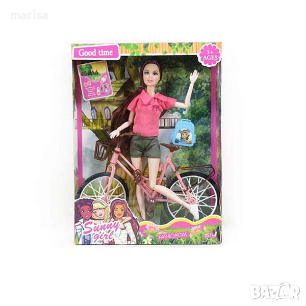 Кукла с велосипед и чупещи се стави, тип Барби , снимка 1