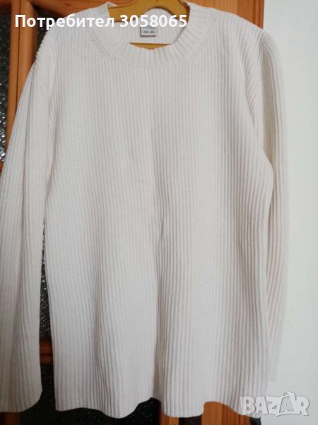 семпла бяла блуза с дълъг ръкав XL размер, снимка 1