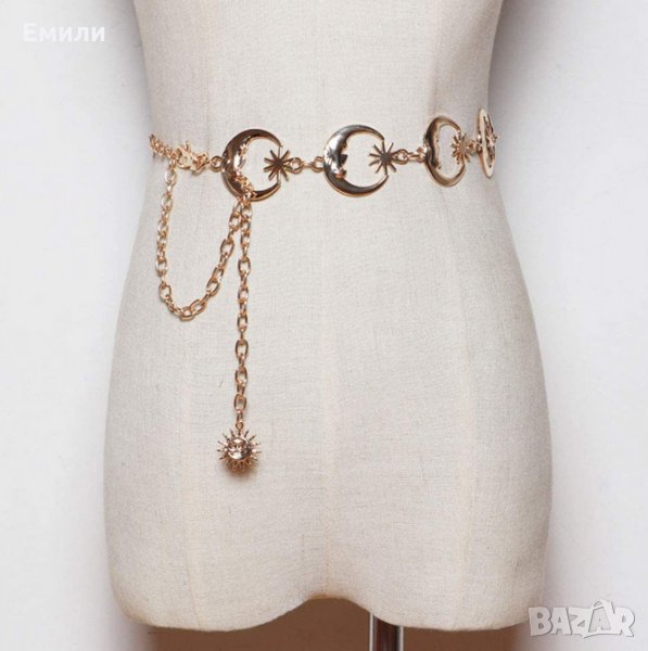 Колан верижка с луна в златист цвят, снимка 1