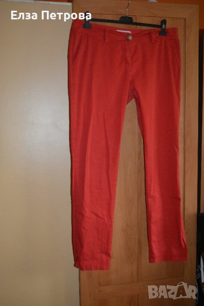 Пролетно - есенен памучен червен панталон, снимка 1