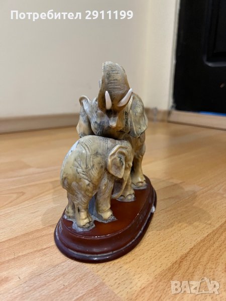Статуетка на слон с малко слонче, снимка 1