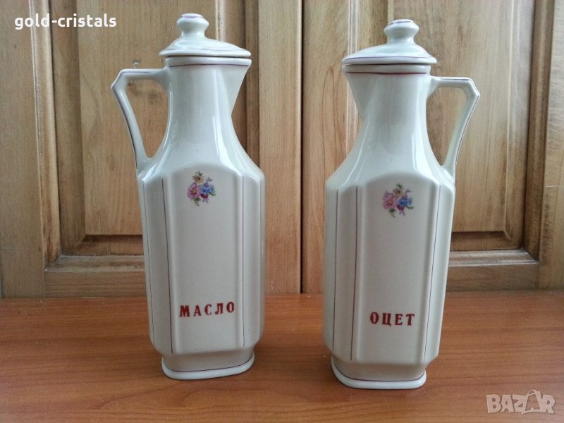 Стар български порцелан шишета за оцет и масло , снимка 1