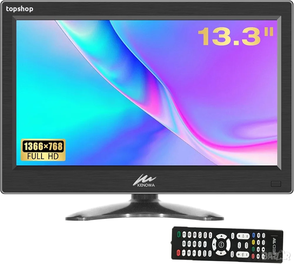 Чисто нов Kenowa 13.3-инчов малък HDMI PC монитор HD 1366x768P LED екран HDMI/VGA/BNC/USB/AV порт..., снимка 1