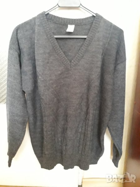 Нов мъжки пуловер шпиц тъмносив размер L-XL, снимка 1