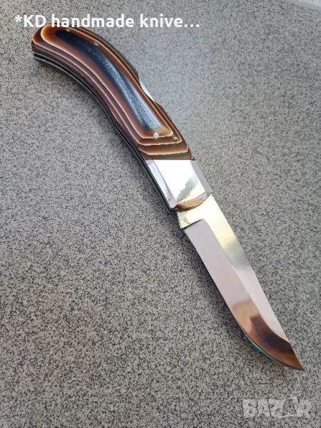 Сгъваем нож ръчно изработен + ПОДАРЪК кания, снимка 1