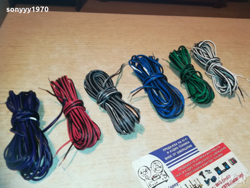 кабели за тонколони 6бр х 5 метра-внос швеция 1011201859, снимка 1