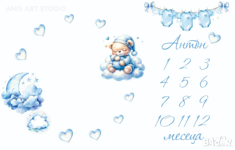 Платно за месечинки/Платно за снимки на бебето/Месечинка, снимка 1