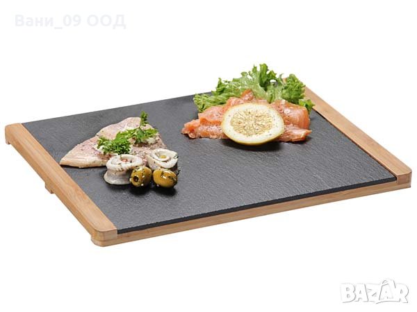 Красиво плато за сервиране-бамбук и камък, снимка 1